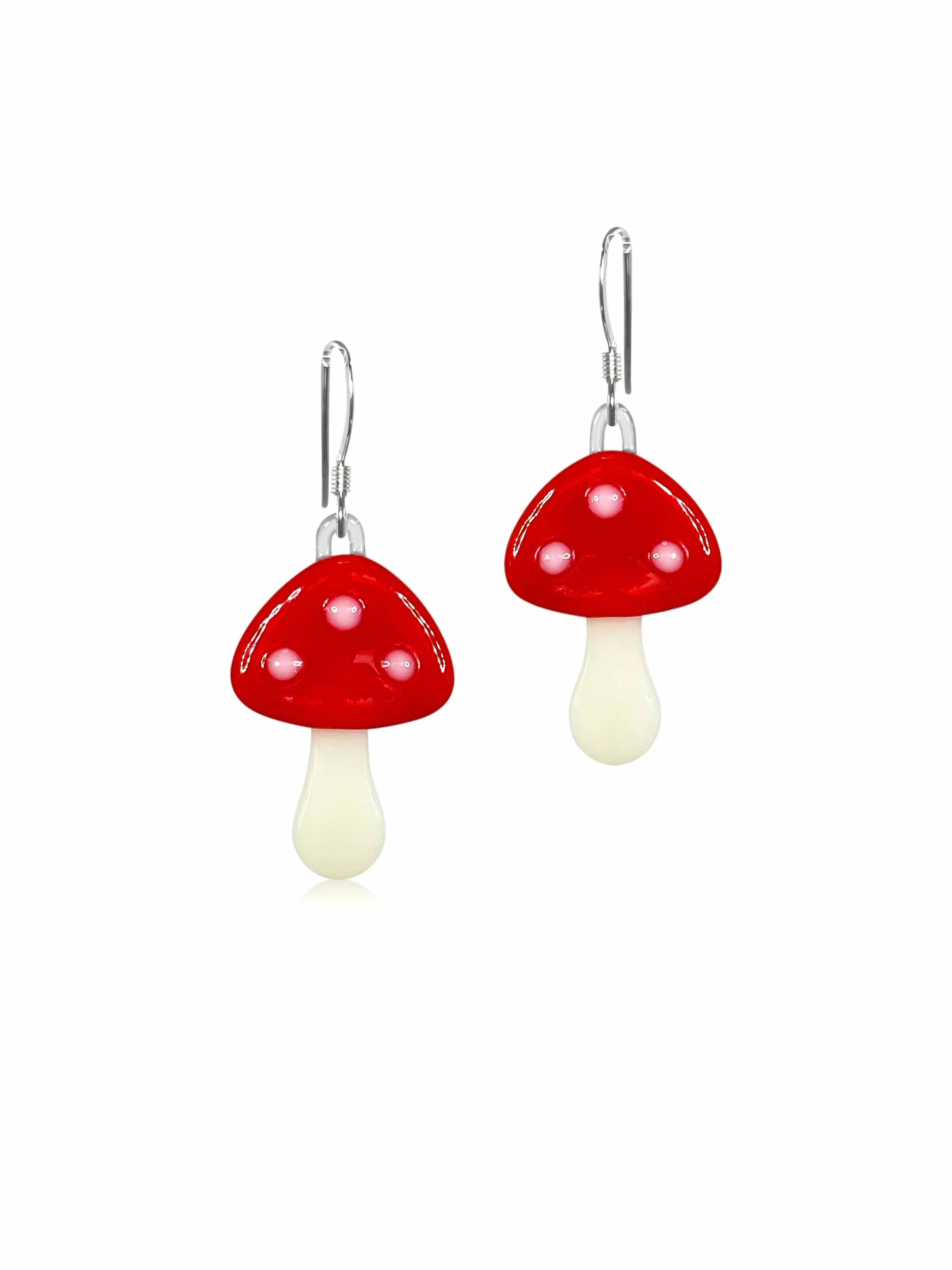 Mushroom Earrings Stained Glass Art Glasswork Pixie